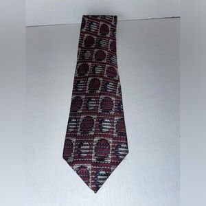 Robert Talbott Nordstrom 100% Silk Tie Soft Maroon Dark Blue Cream Made in USA